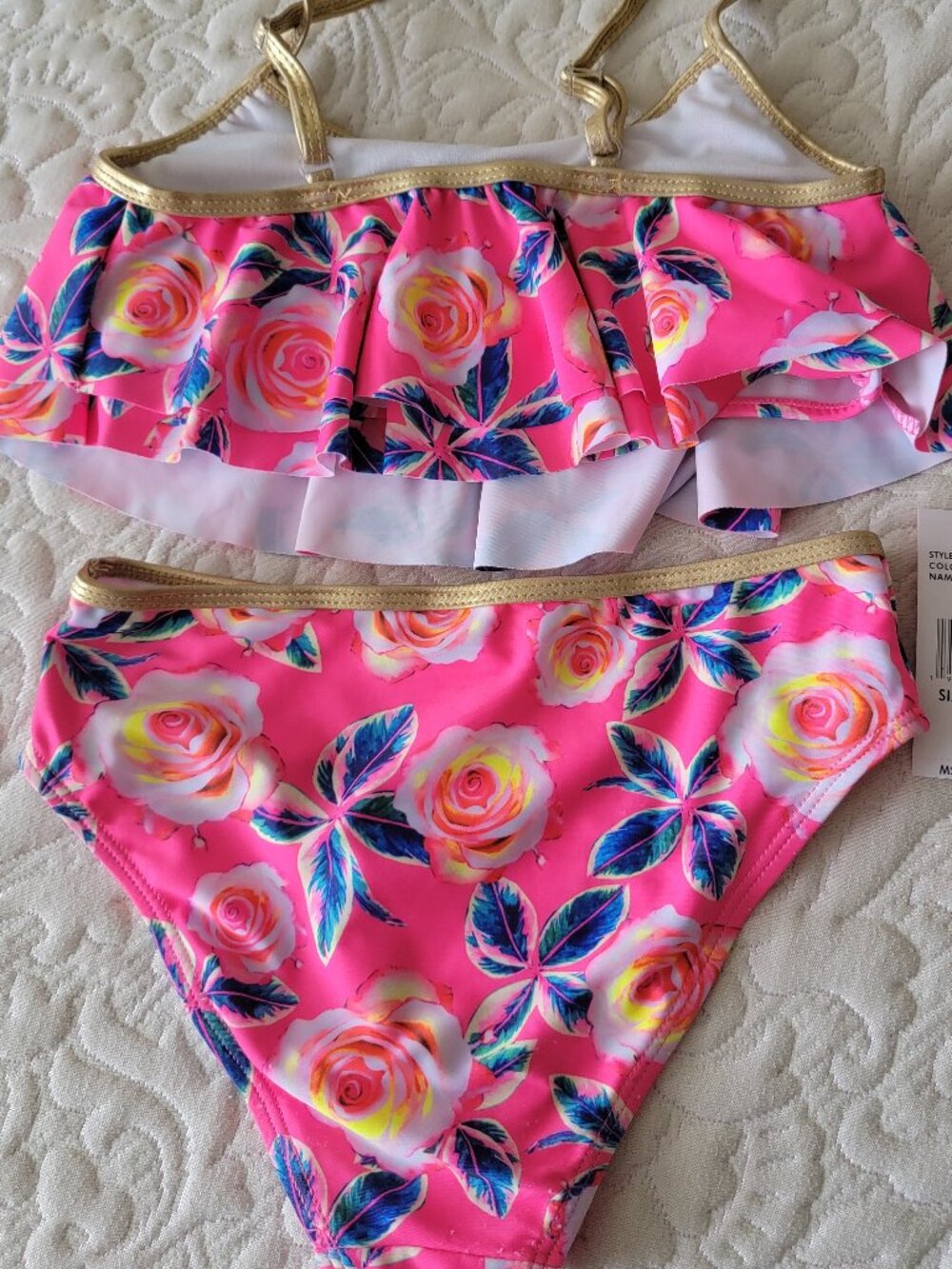 Betsey Johnson girls roses swim 2pc suit- tag detached - Picture 7 of 9